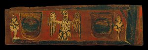 Panneau de plafond avec un aigle entre les blasons de la famille Caldes et des motifs végétaux